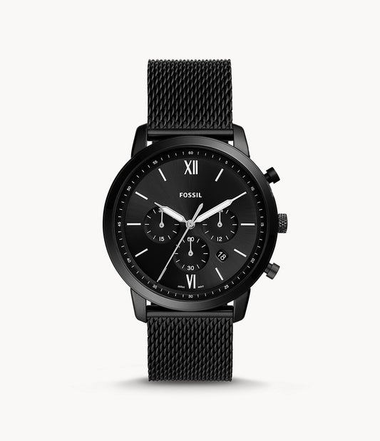 Fossil Neutra FS5707 Men Chronograph Black Dial Black Mesh Strap | Fossil | Luby 