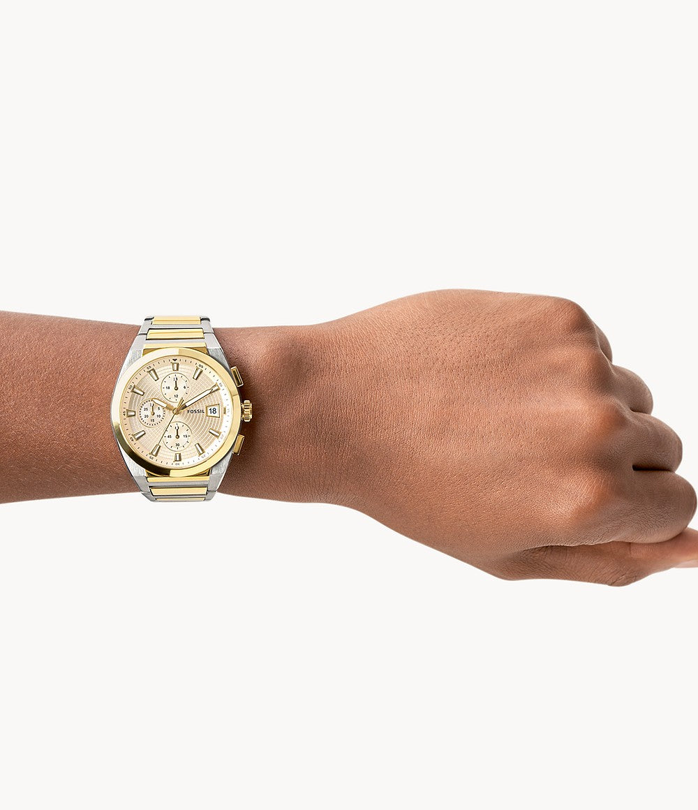 Everett Chronograph Two-Tone Stainless Steel Watch | Fossil | Luby 