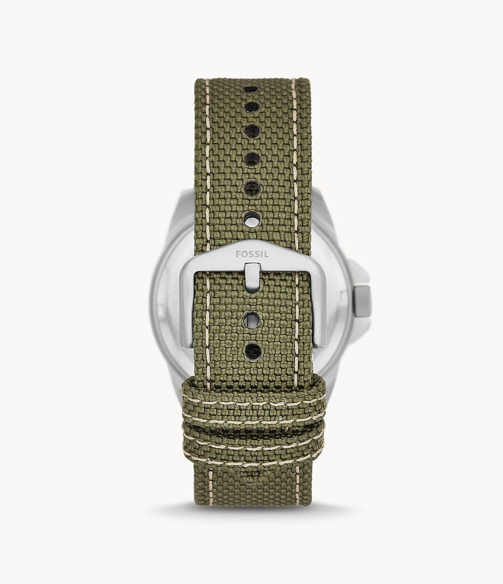 Bronson Three-Hand Date Olive Nylon Watch | Fossil | Luby 