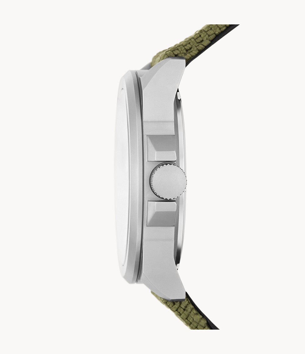 Bronson Three-Hand Date Olive Nylon Watch | Fossil | Luby 