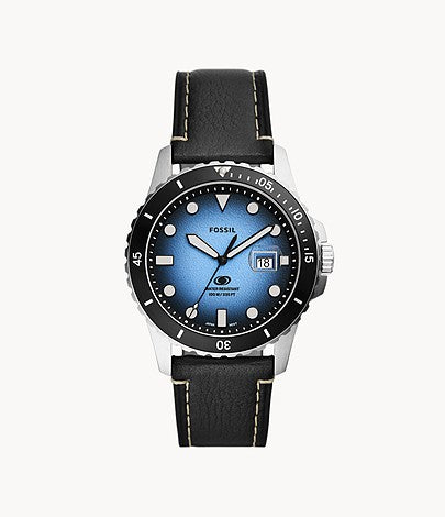 Fossil Blue Three-Hand Date Black LiteHide™ Leather Watch | Fossil | Luby 