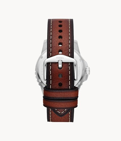 Fossil Blue Three-Hand Date Brown LiteHide™ Leather Watch | Fossil | Luby 