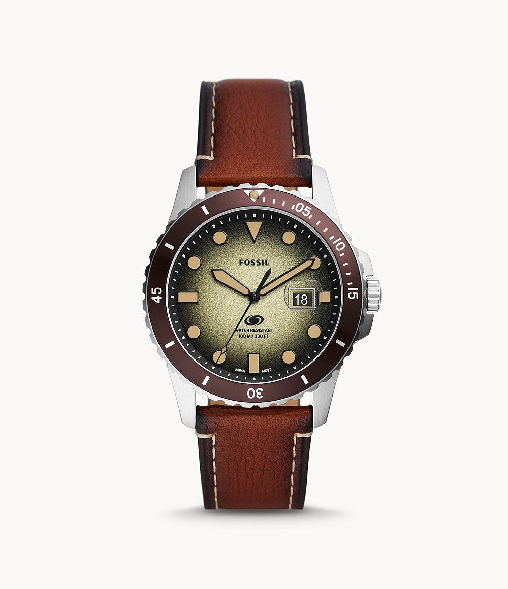 Fossil Blue Three-Hand Date Brown LiteHide™ Leather Watch | Fossil | Luby 