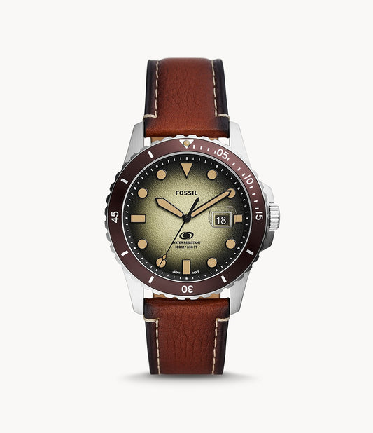Fossil Blue Three-Hand Date Brown LiteHide™ Leather Watch | Fossil | Luby 