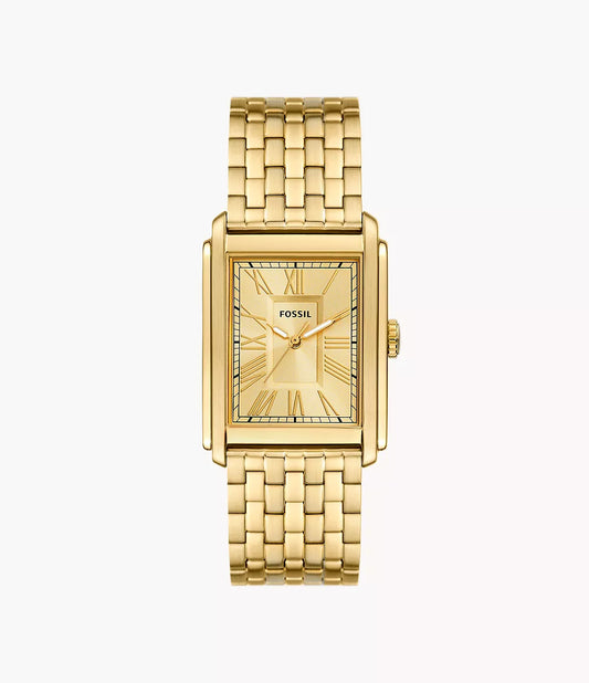 Carraway Three-Hand Gold-Tone Stainless Steel Watch | Fossil | Luby 