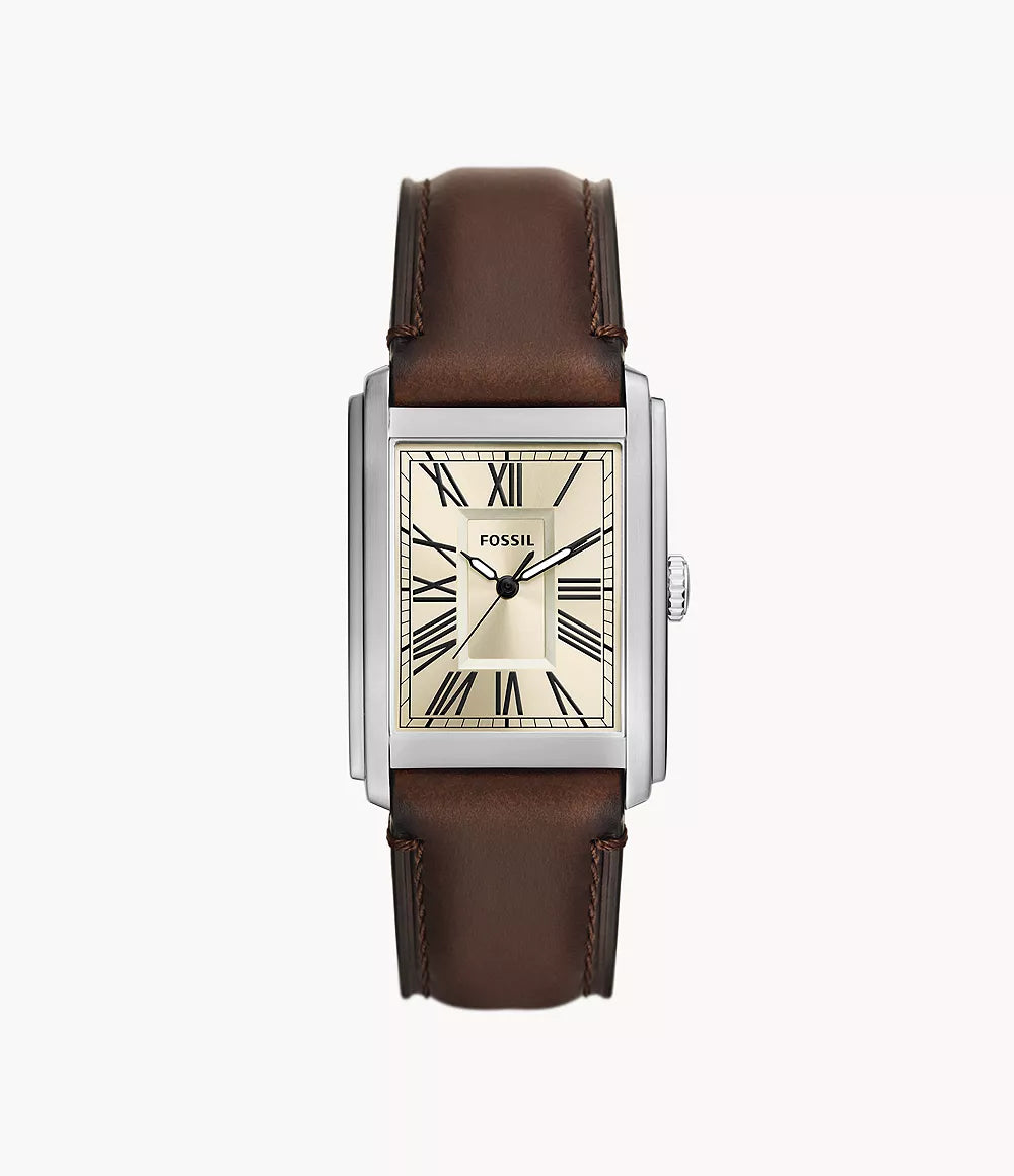 Carraway Three-Hand Brown Leather Watch | Fossil | Luby 