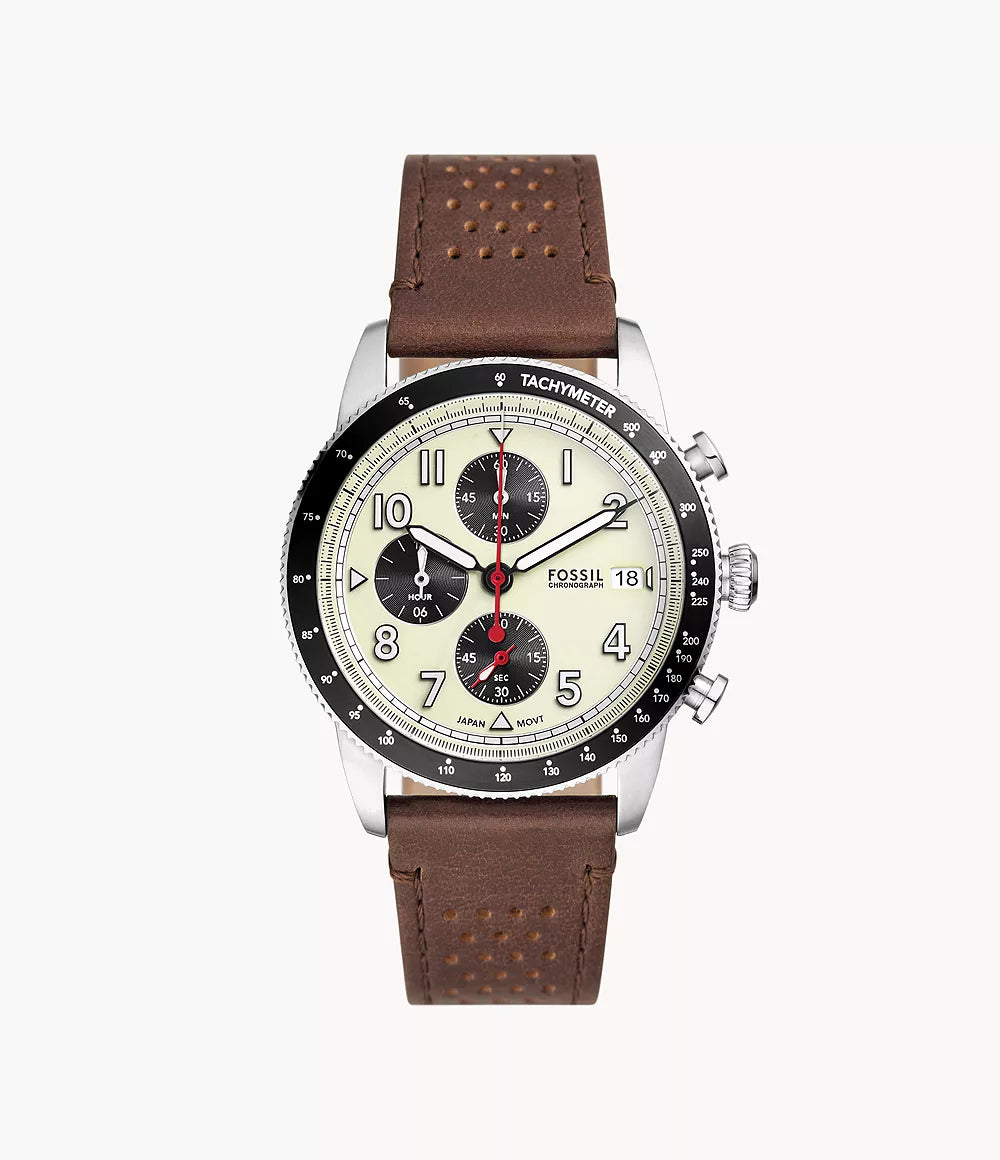 Sport Tourer Chronograph Brown Leather Watch | Fossil | Luby 