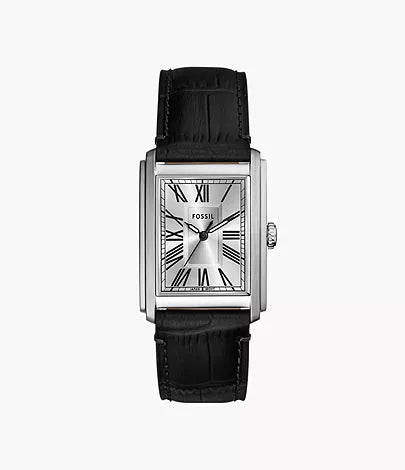 Carraway Three-Hand Black Croco Leather Watch