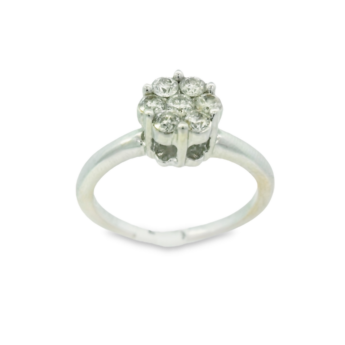 14K DIAMOND Flower-Shaped Diamond Cluster White Gold Engagement Ring | Luby Diamond Collection | Luby 