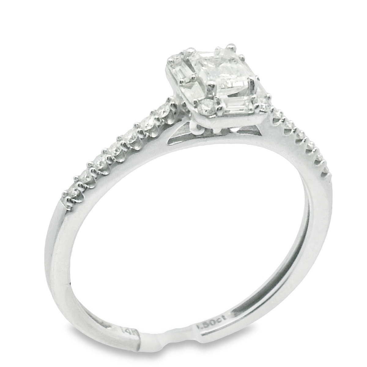 14K DIAMOND Emerald-Shaped White Gold Engagement Ring | Luby Diamond Collection | Luby 