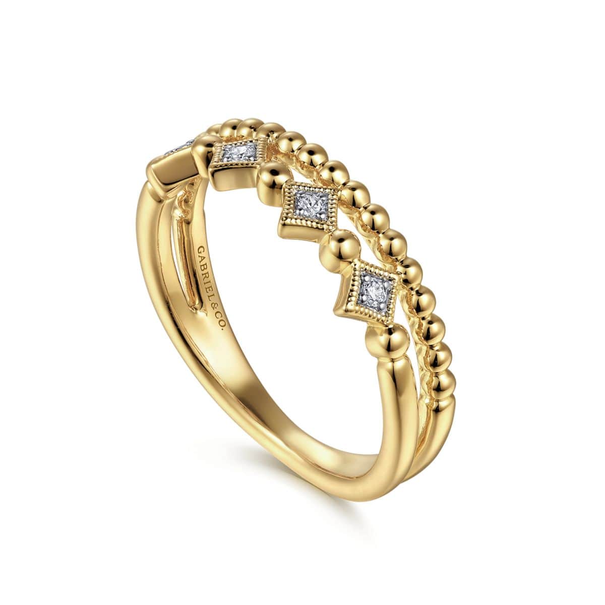 14K Yellow Gold Bujukan Diamond Easy Stackable Ring | Gabriel & Co. | Luby 