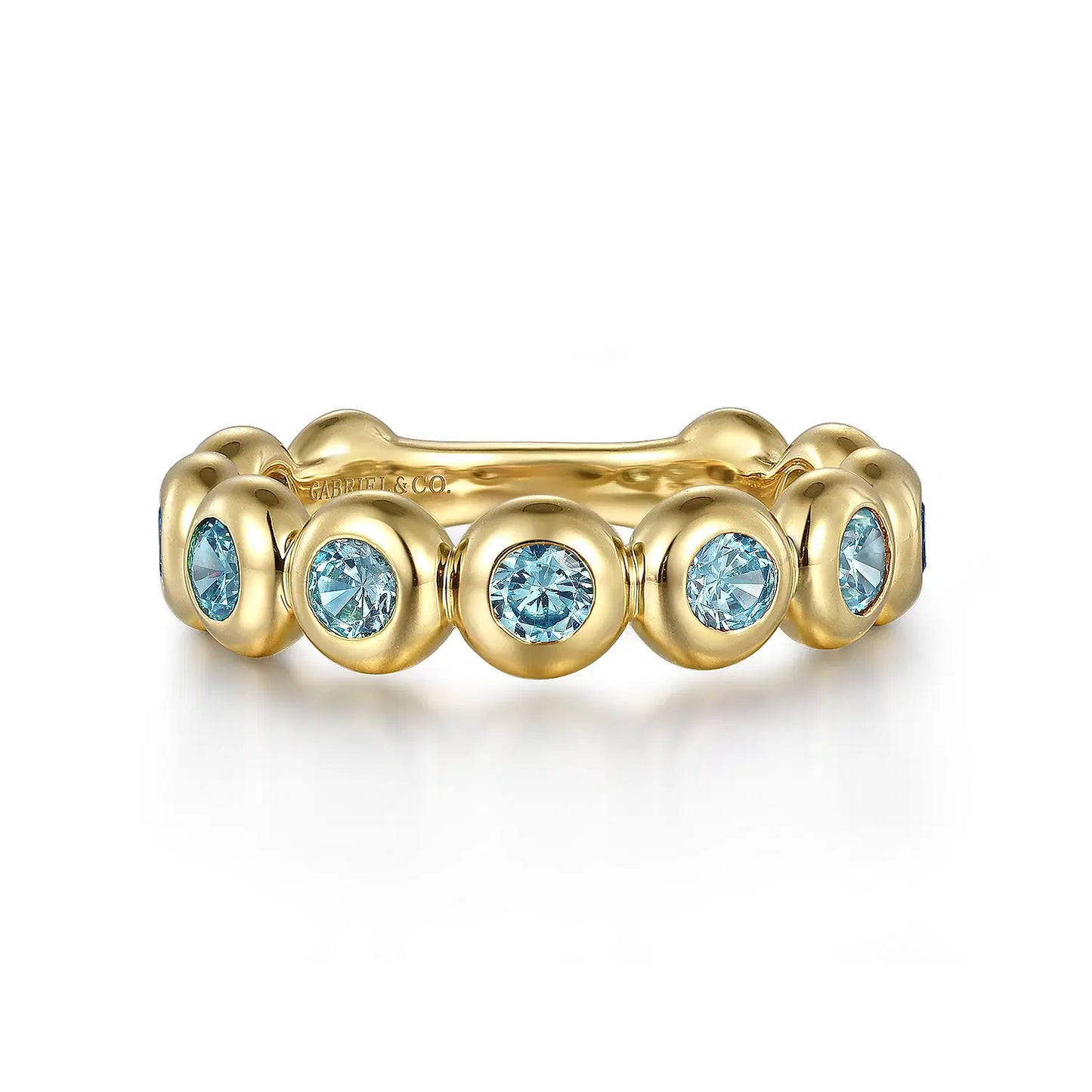 14K Yellow Gold Blue Topaz Ladies Ring | Gabriel & Co. | Luby 