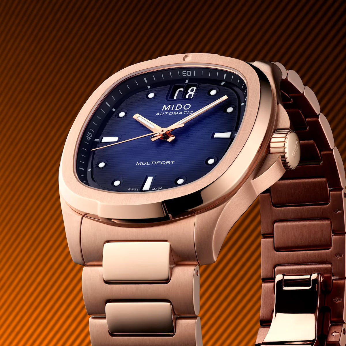 Multifort TV Big Date Rose Gold-  Blue Dial