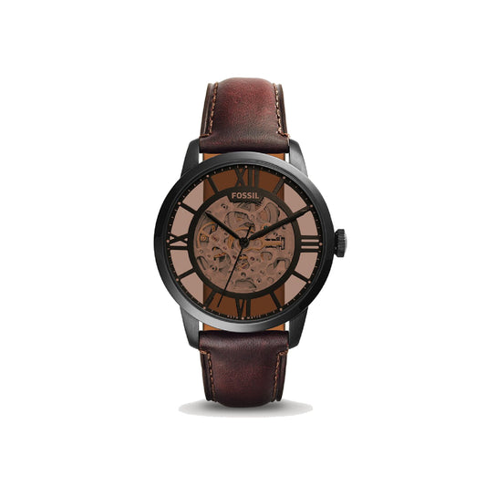 Townsman Automatic Dark Brown Leather Watch | Fossil | Luby 