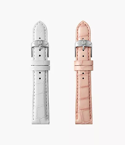18mm Pink and White Leather Interchangeable Strap Set | Michele | Luby 
