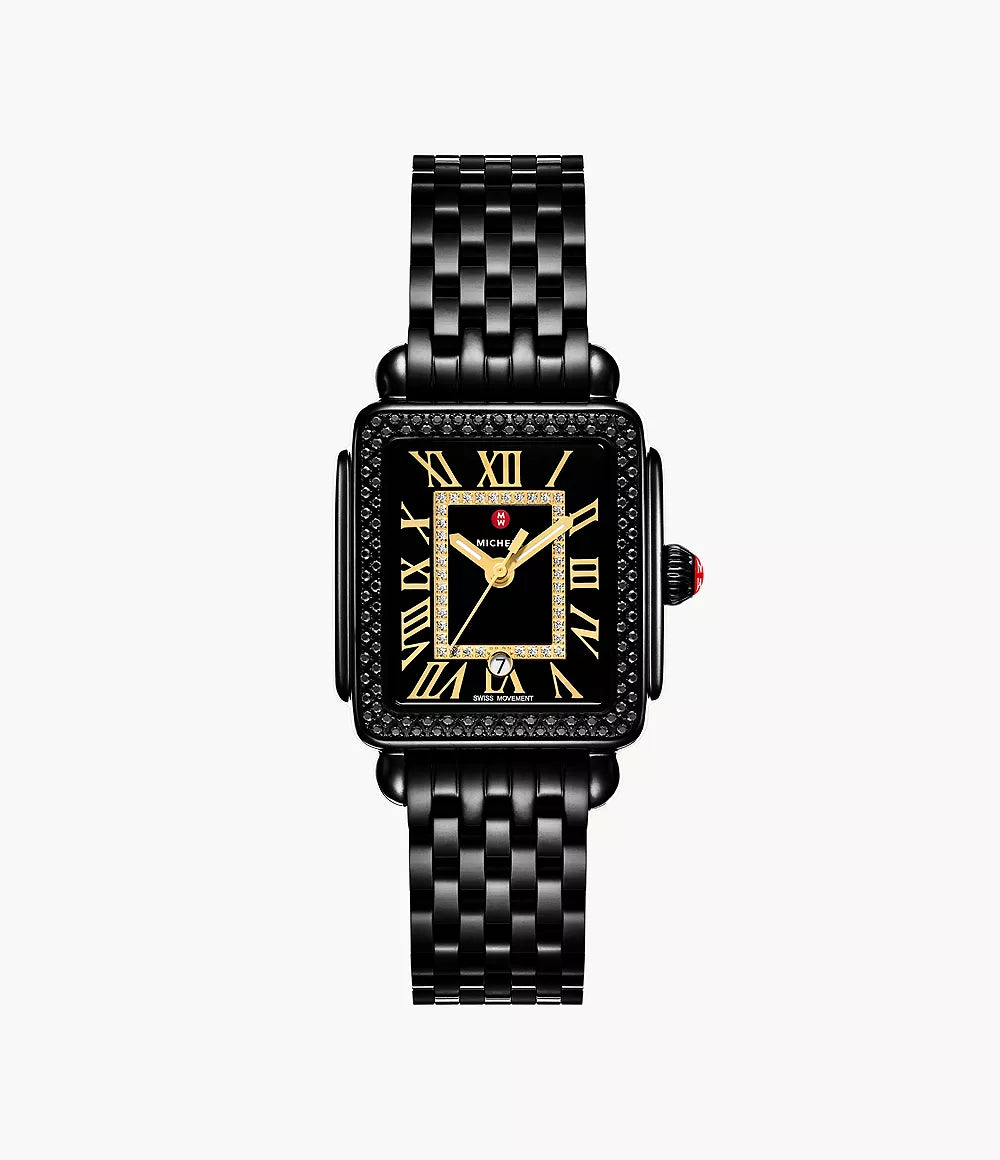 Deco Madison Mid Noir Stainless Steel Diamond Watch | Michele | Luby 