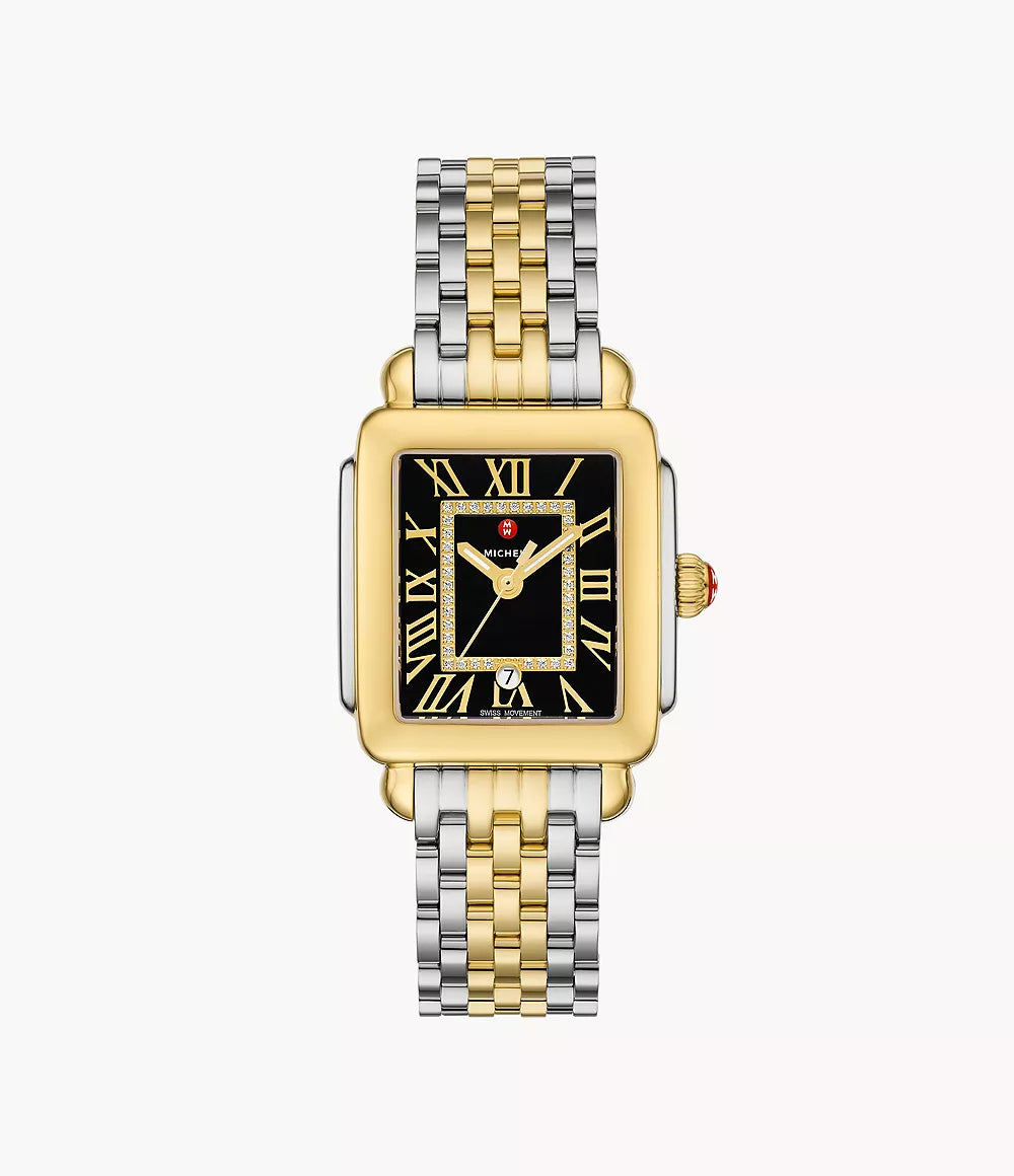 Deco Madison Mid Two-Tone 18K Gold-Plated Diamond Watch | Michele | Luby 