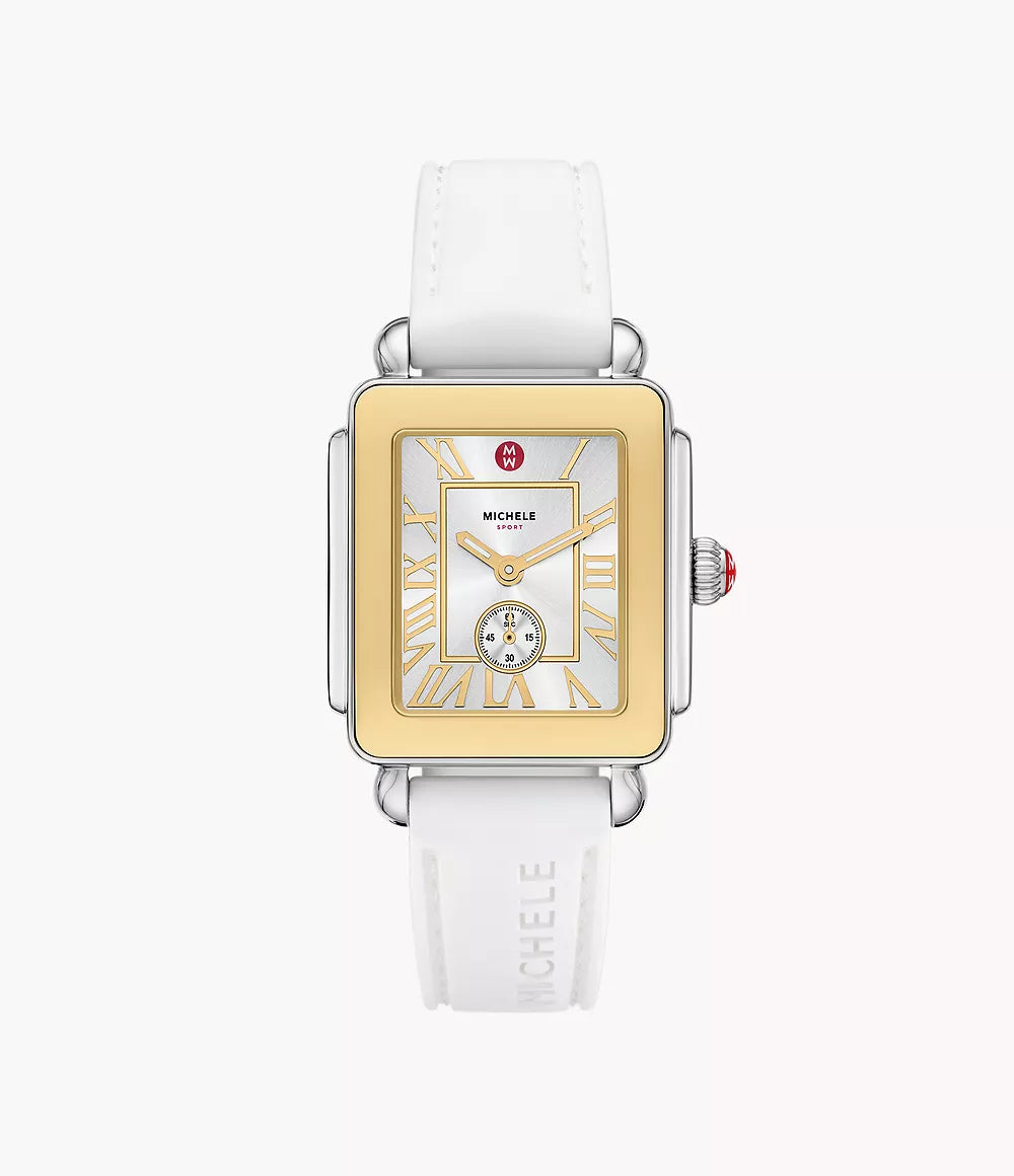 Deco Sport Mid Two-Tone White Silicone Watch | Michele | Luby 