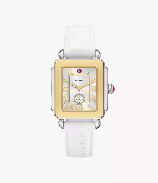 Deco Sport Mid Two-Tone White Silicone Watch | Michele | Luby 