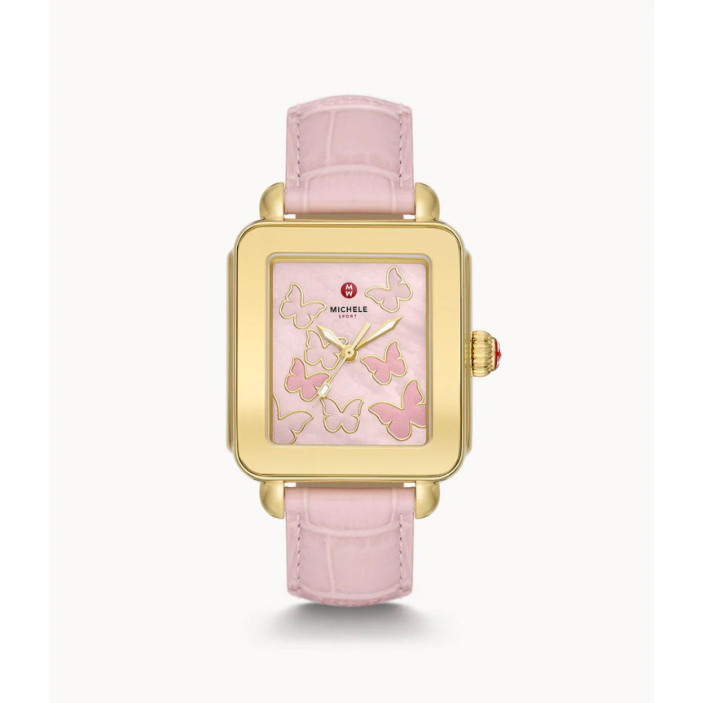 Deco Sport Gold-Tone Pink Leather Watch | Michele | Luby 