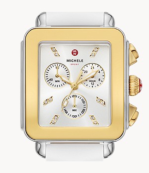 Deco Sport Gold-Tone White Silicone Watch | Michele | Luby 