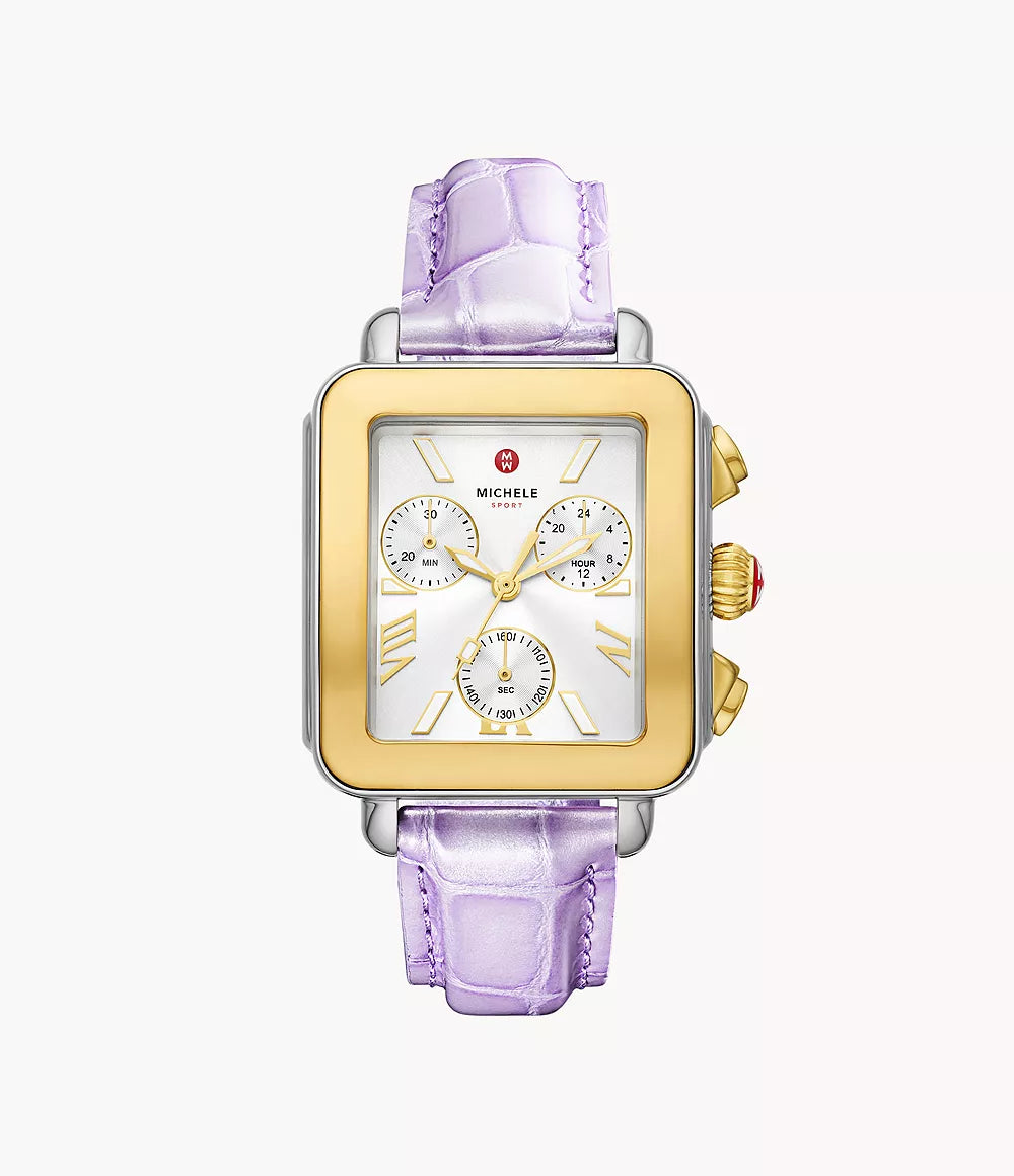 Michele Deco Sport Two-Tone Lavender Leather Watch | Michele | Luby 