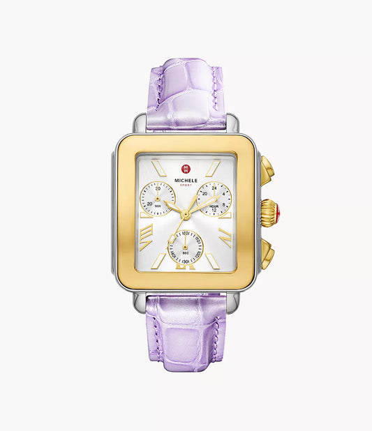 Michele Deco Sport Two-Tone Lavender Leather Watch | Michele | Luby 