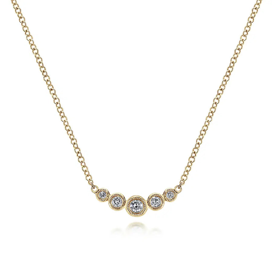 14K Yellow Gold Curved Diamond Bar Necklace