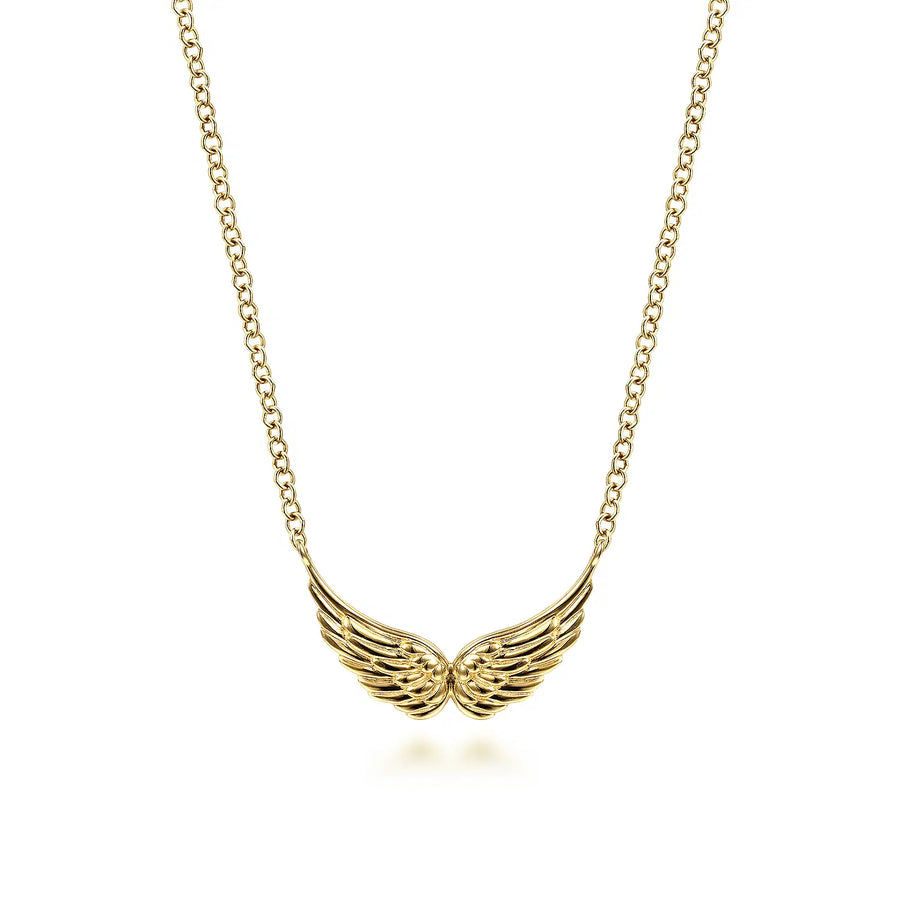 14K Yellow Gold Angel Wings Necklace