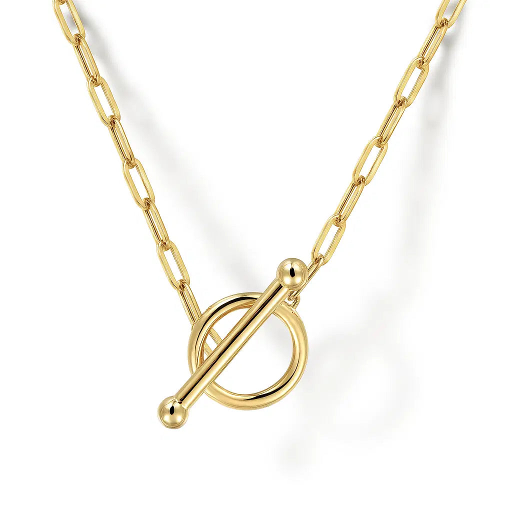 14K Yellow Gold Chain Necklace with Toggle | Gabriel & Co. | Luby 