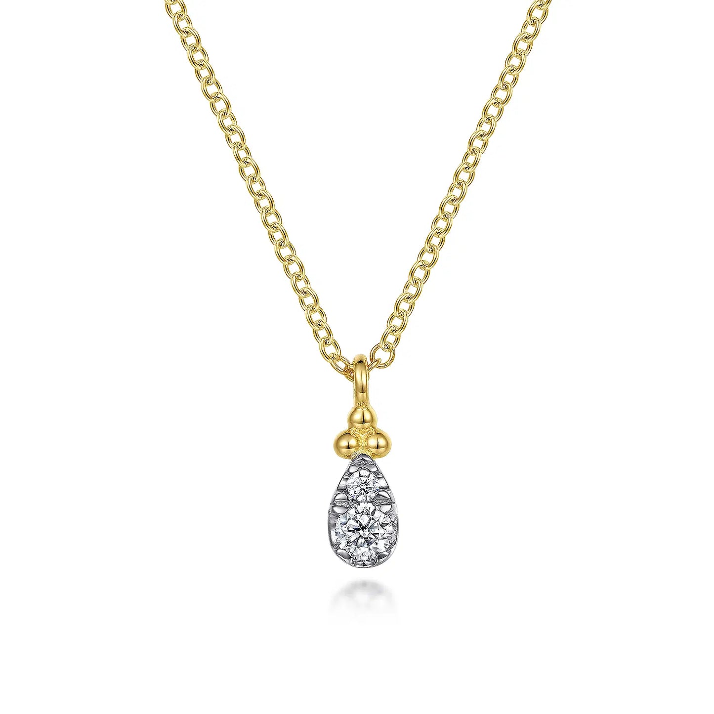 14K Yellow Gold Diamond Bujukan Teardrop Pendant Necklace | Gabriel & Co. | Luby 