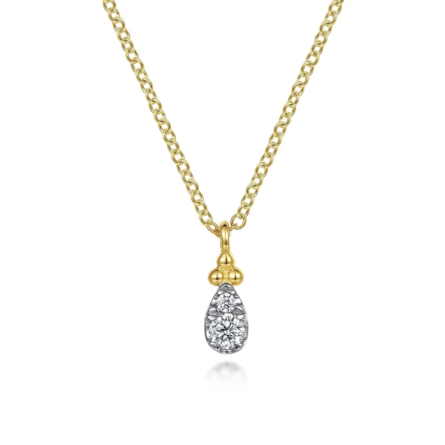 14K Yellow Gold Diamond Bujukan Teardrop Pendant Necklace | Gabriel & Co. | Luby 