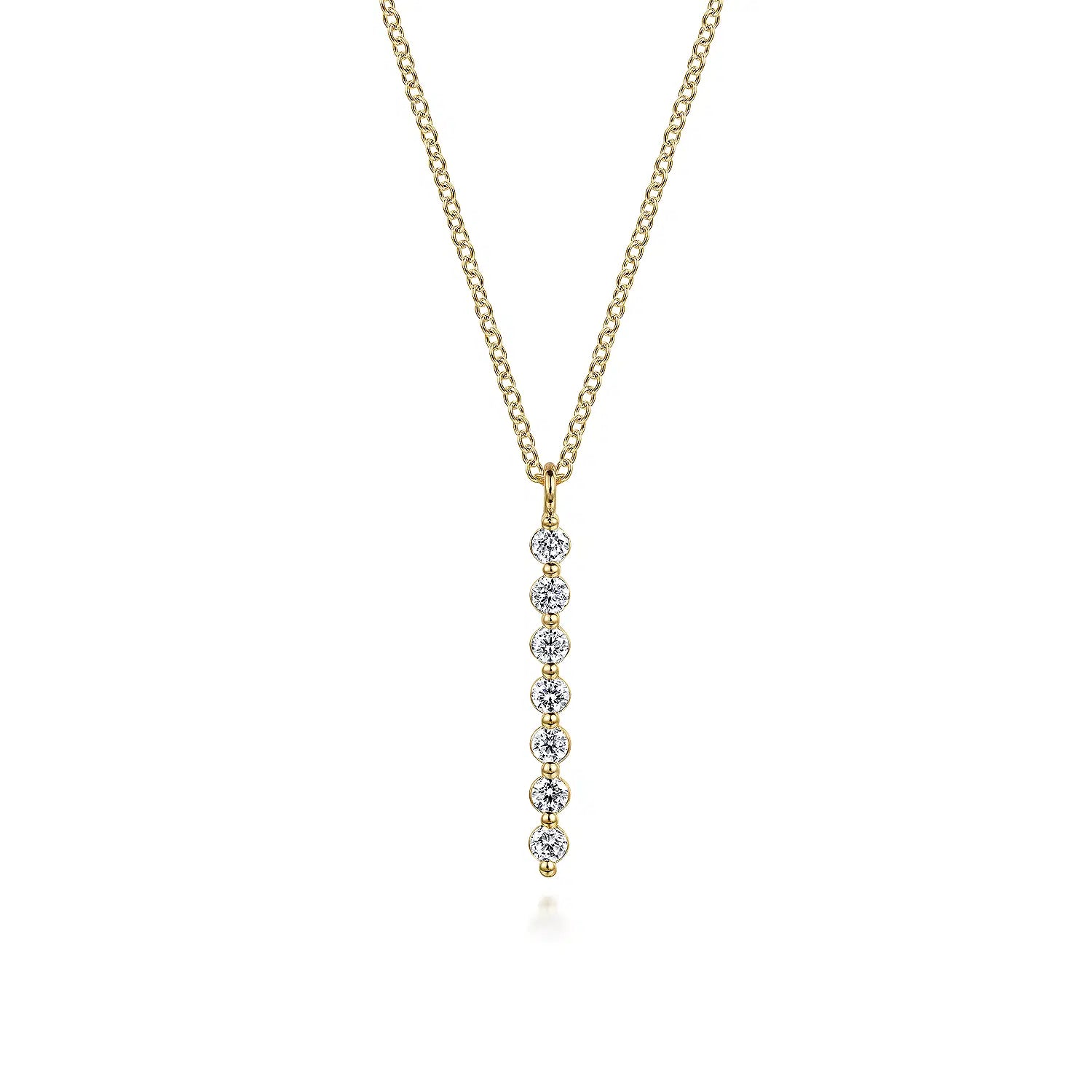 14K Yellow Gold White Sapphire Bar Necklace | Gabriel & Co. | Luby 