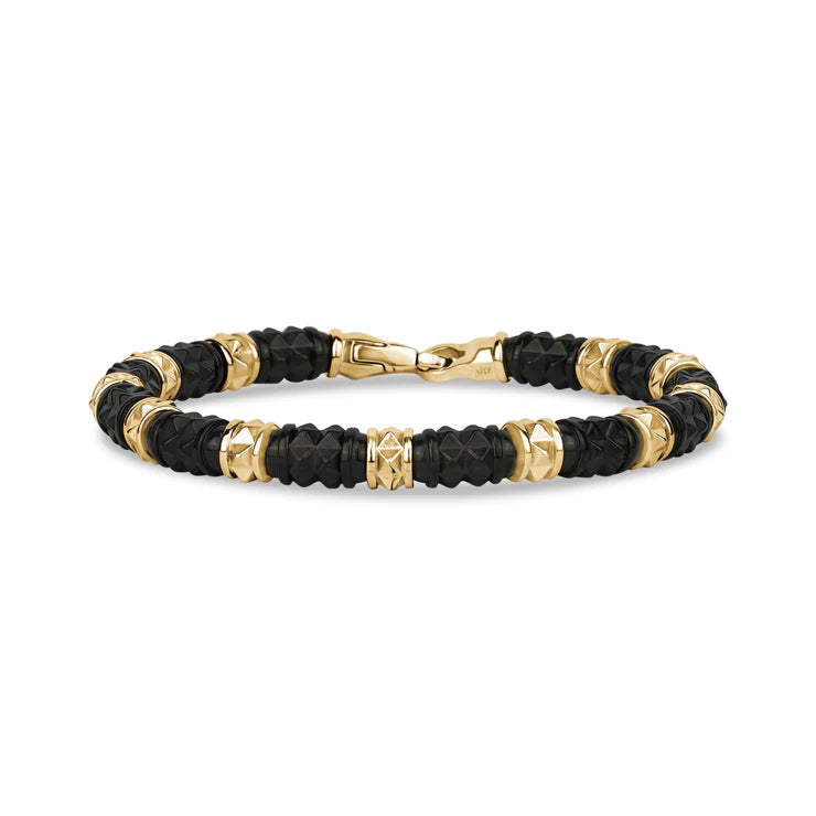 Black & Gold Diamond Cut Bead Bracelet | ARZ Steel | Luby 