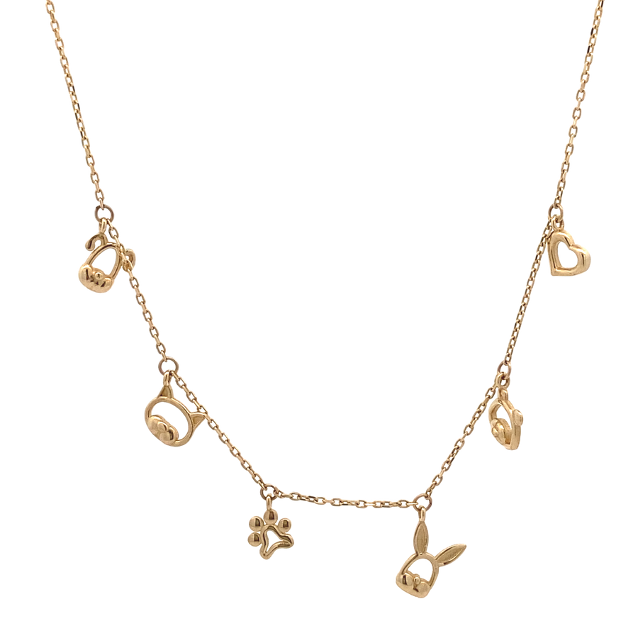 14K Gold Baby Necklace With Charms