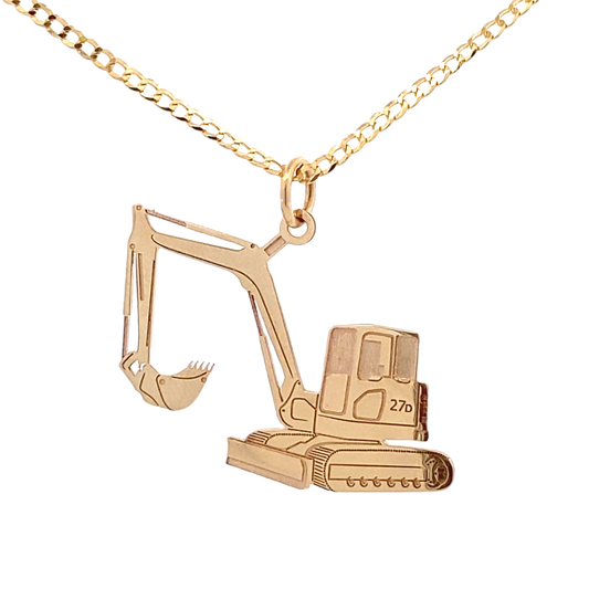 14K Gold Excavator Pendant