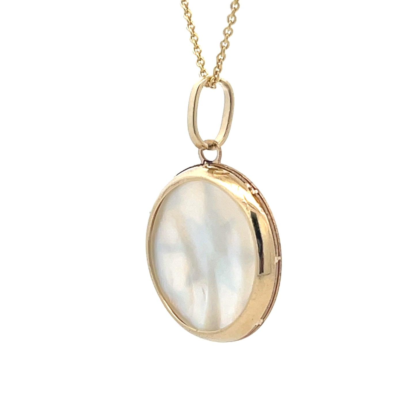 14K Gold Compass Pendant with Mother Pearl