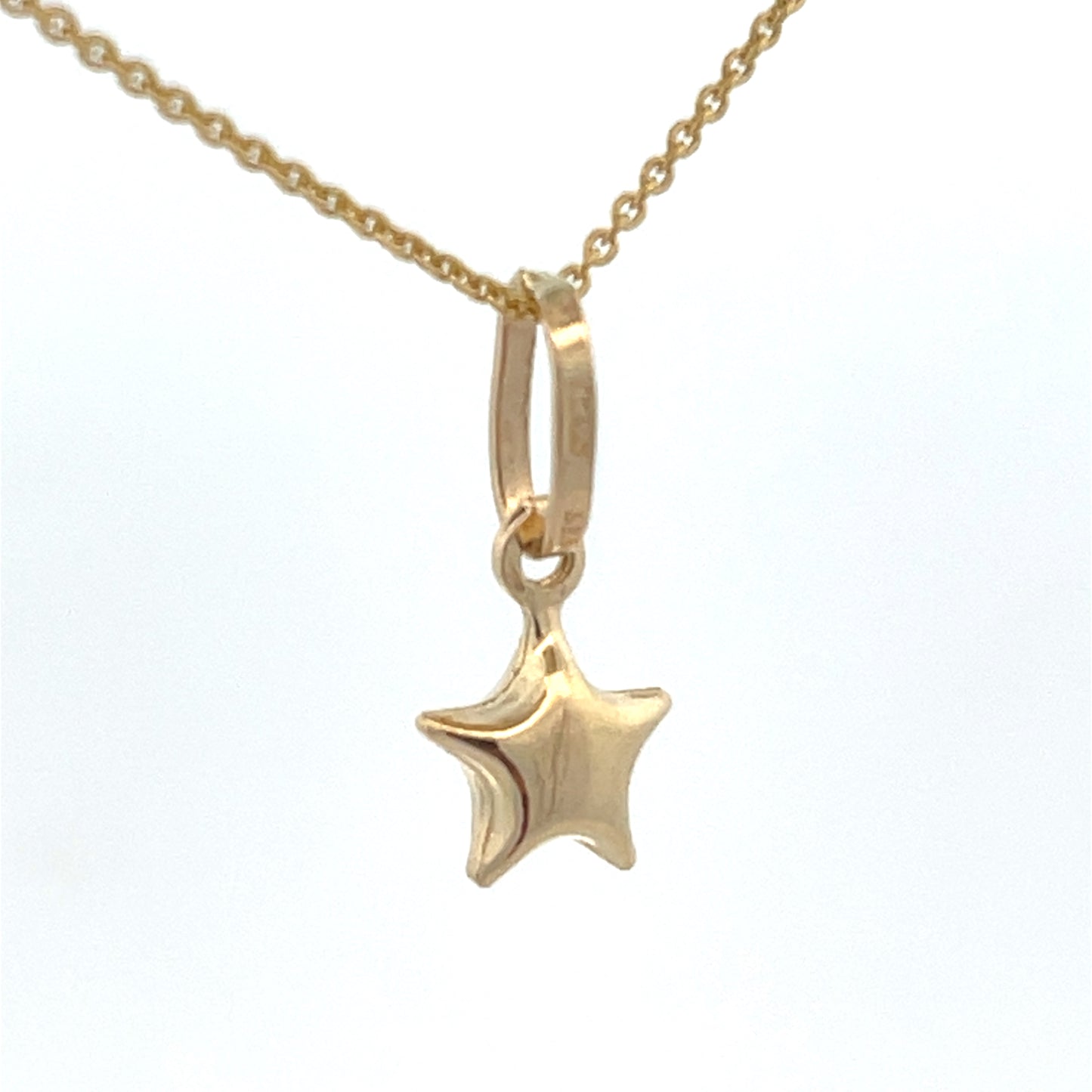 14K Gold Puff Mini Star Pendant