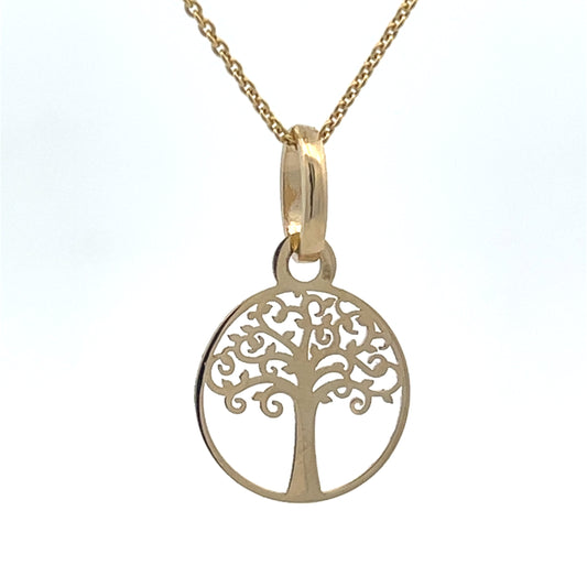 14K Gold Flat Tree if Life Pendant