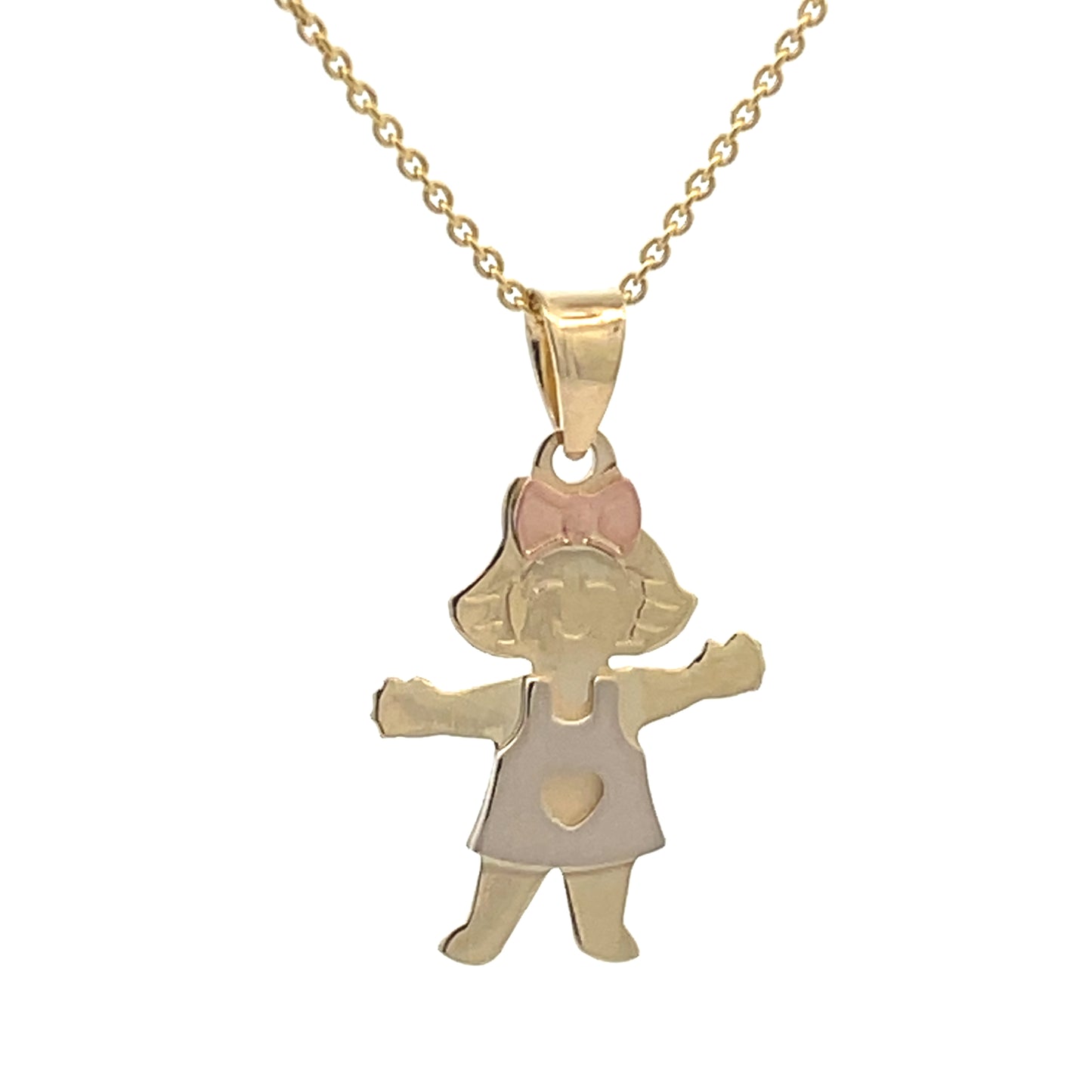 14K Gold Mini Girl 3Tone Pendant