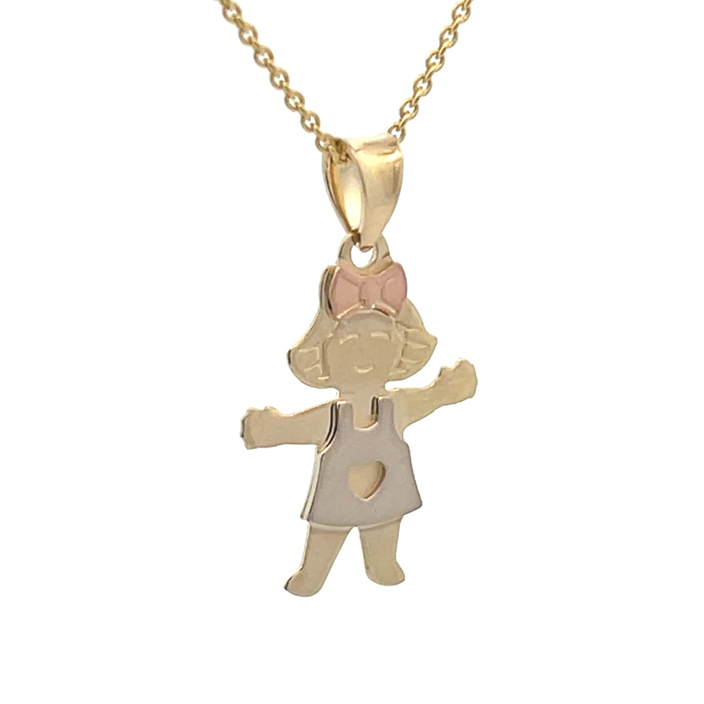 14K Gold Mini Girl 3Tone Pendant