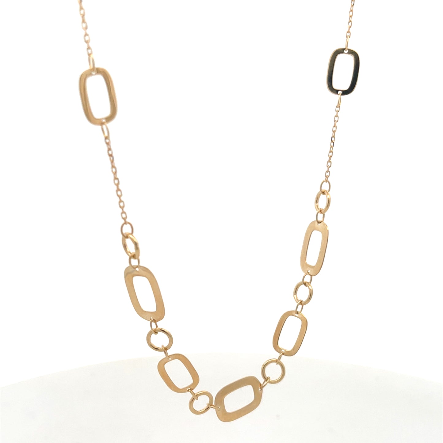 14K Gold Orbit Rectangle  Necklace