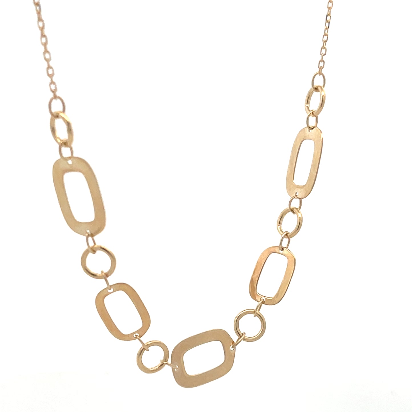 14K Gold Orbit Rectangle  Necklace