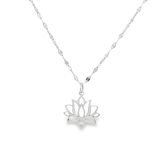 14K White Gold Custom Lotus Pendant | Luby Gold Collection | Luby 