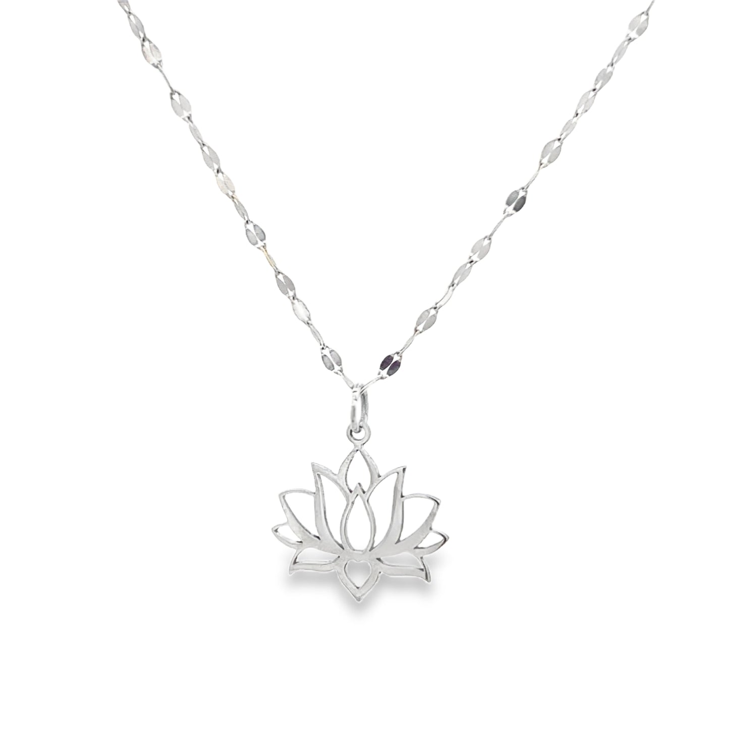 14K White Gold Custom Lotus Pendant | Luby Gold Collection | Luby 