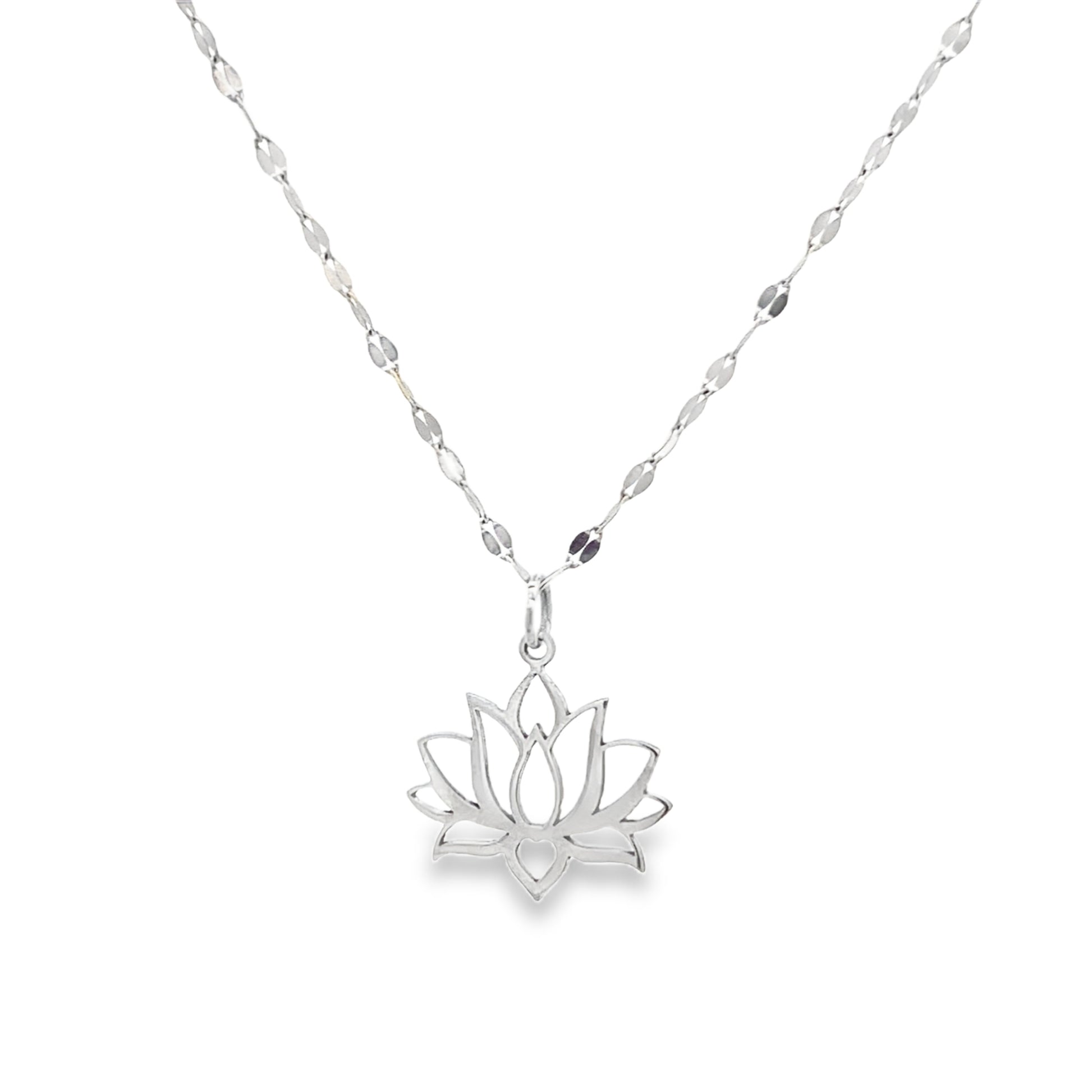 14K White Gold Custom Lotus Pendant | Luby Gold Collection | Luby 