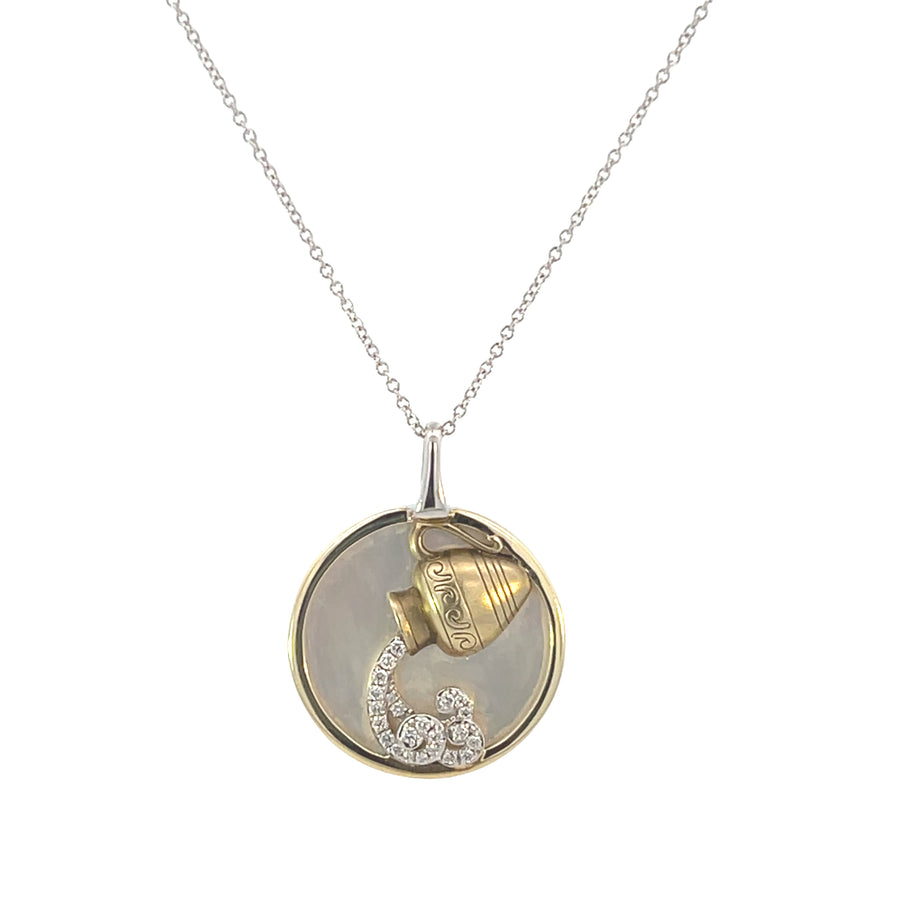 Zeghani 14K Diamond Zodiac Sign Constellation Pendant - Aquarius