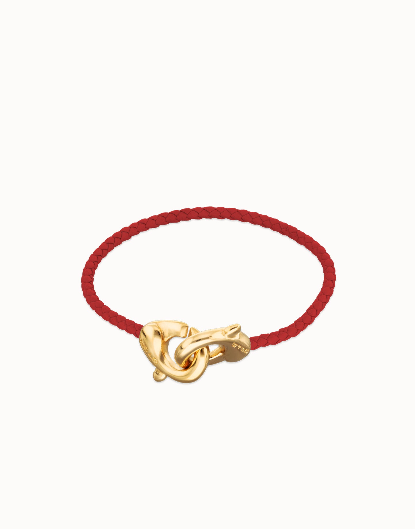 Red Leather Bracelet with Interlocking Carabiner