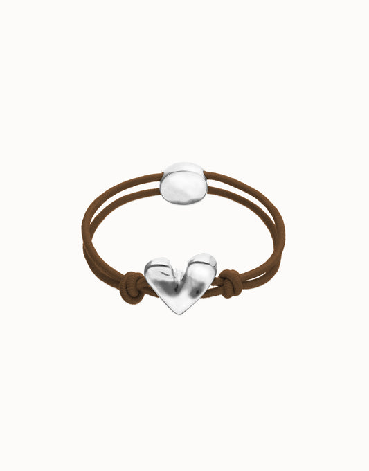 Brown elastic thread bracelet with heart | Uno de 50 | Luby 