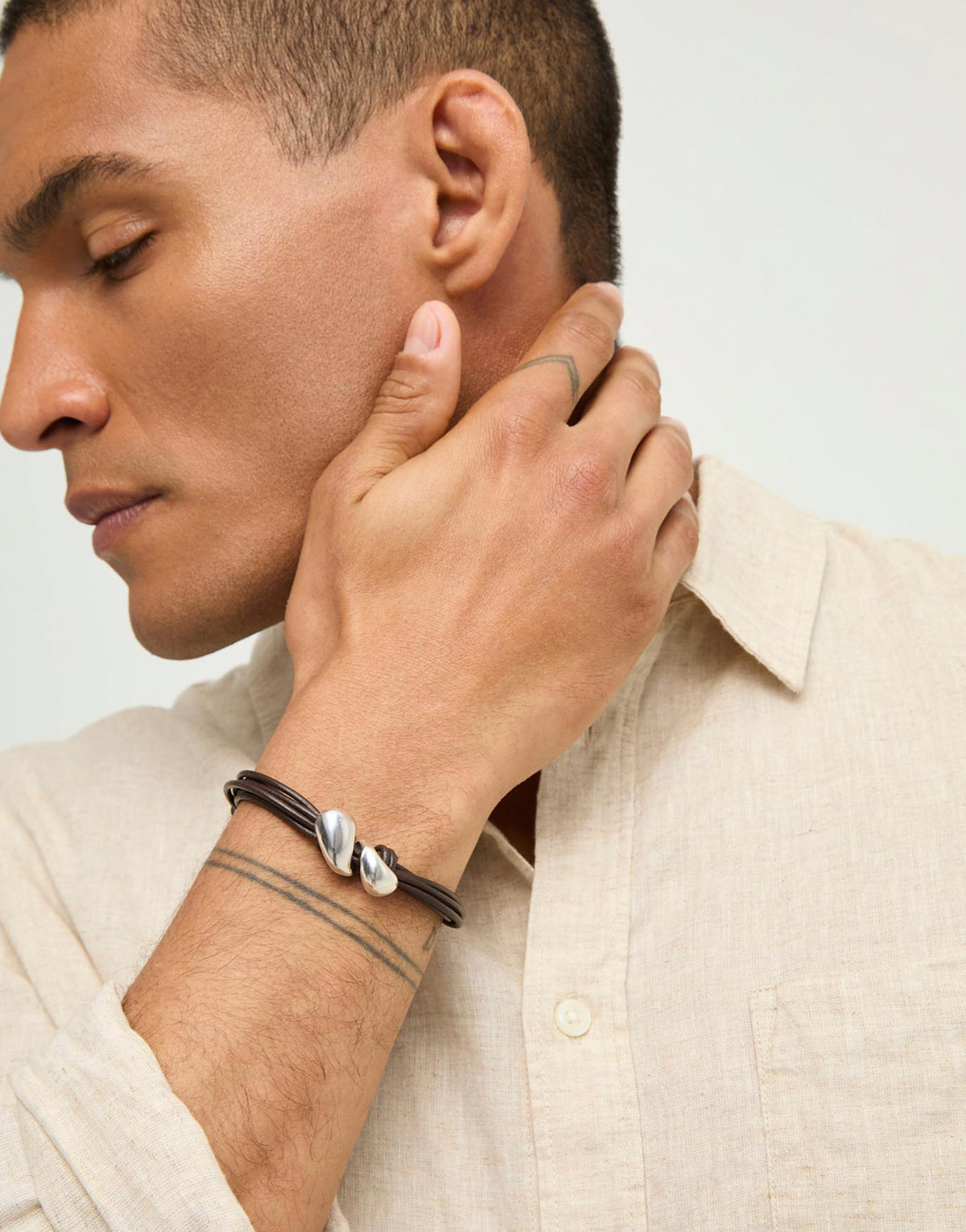 Essentia Leather Gold Bracelet